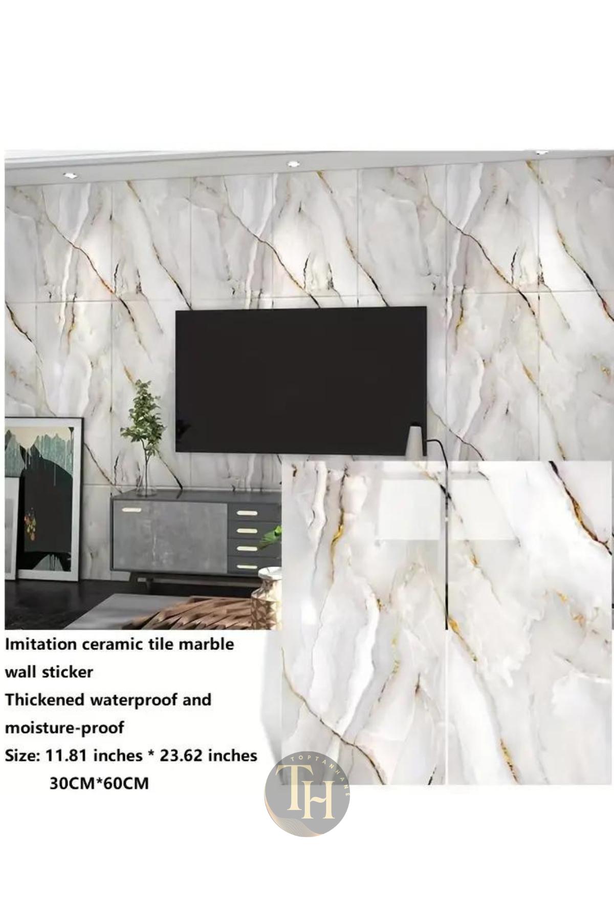 Banyo%20Duvarı%20Kaplama%20Yapışkanlı%20Köpük%20Beyaz%20Gold%20Mermer%20Desenli%20Karo%20Sticker%20Pvc%20Panel%2060x30cm