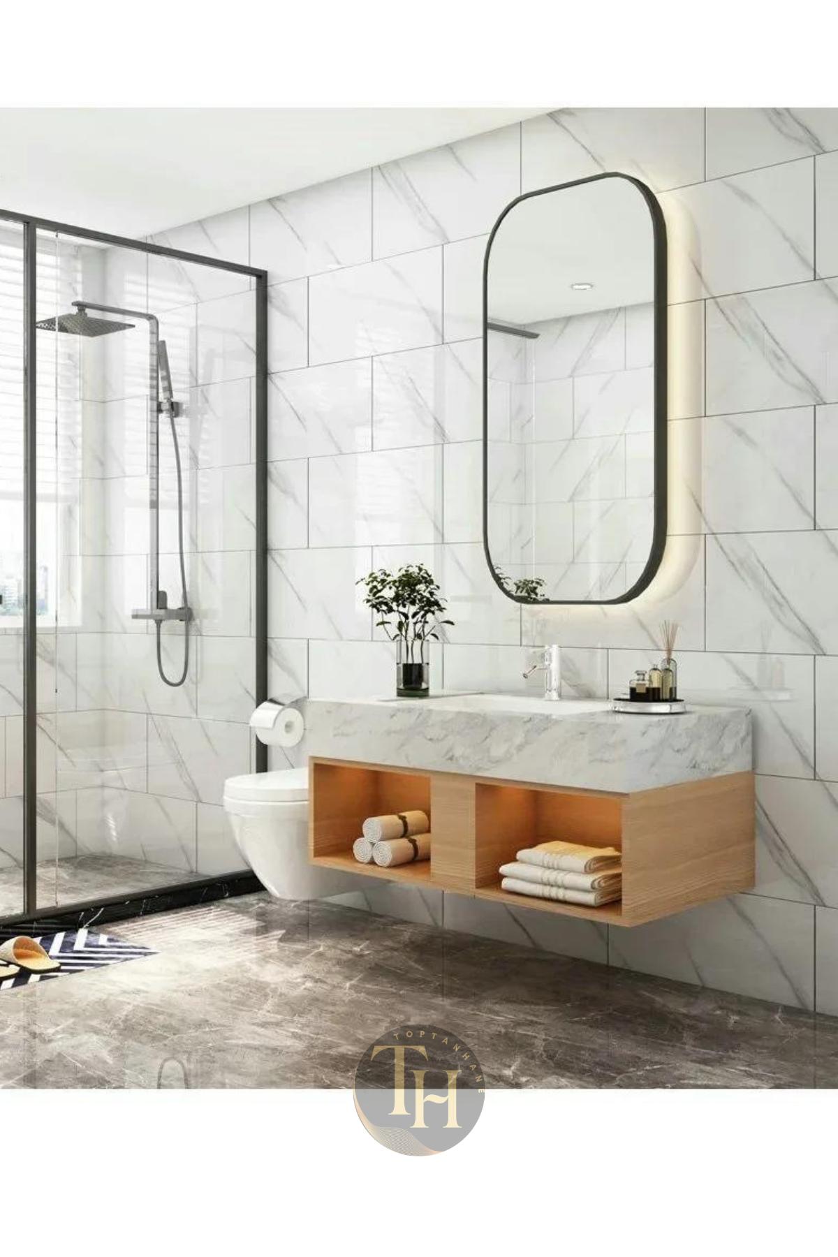 Banyo%20Duvarı%20Kaplama%20Yapışkanlı%20Köpük%20Beyaz%20Gri%20Mermer%20Desenli%20Karo%20Sticker%20Pvc%20Panel%2060x30cm